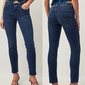 7 for all Mankind Roxanne Mid Rise Skinny Jeans Rinsed Indigo Wash Size 27